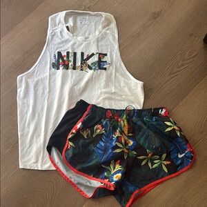 Nike Dri-fit Women's Tropical Print Shorts and Tank Set